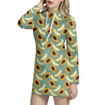 Papaya And Melon Pattern Print Hoodie Dress