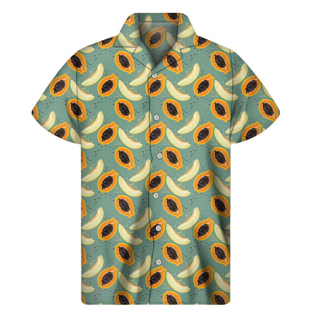 Papaya And Melon Pattern Print Men's Short Sleeve Shirt