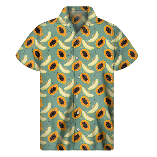 Papaya And Melon Pattern Print Men's Short Sleeve Shirt