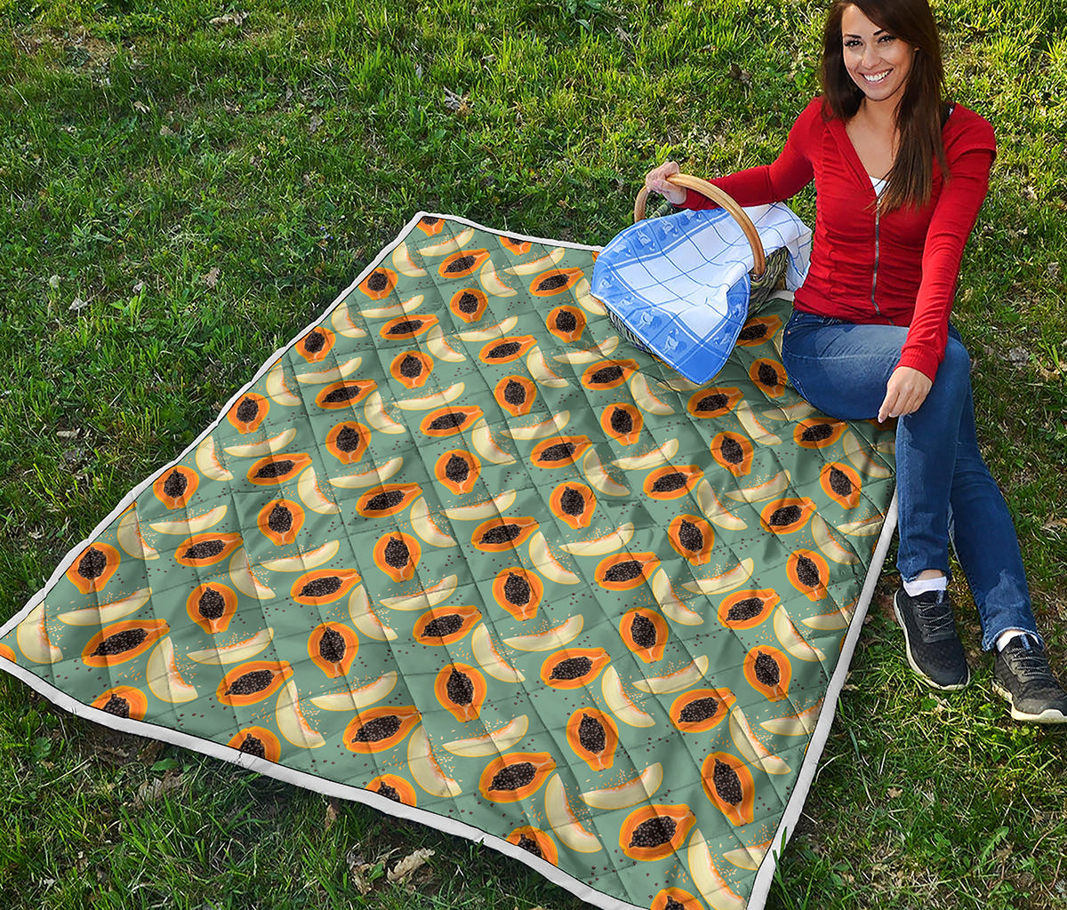 Papaya And Melon Pattern Print Quilt