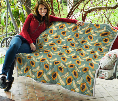 Papaya And Melon Pattern Print Quilt