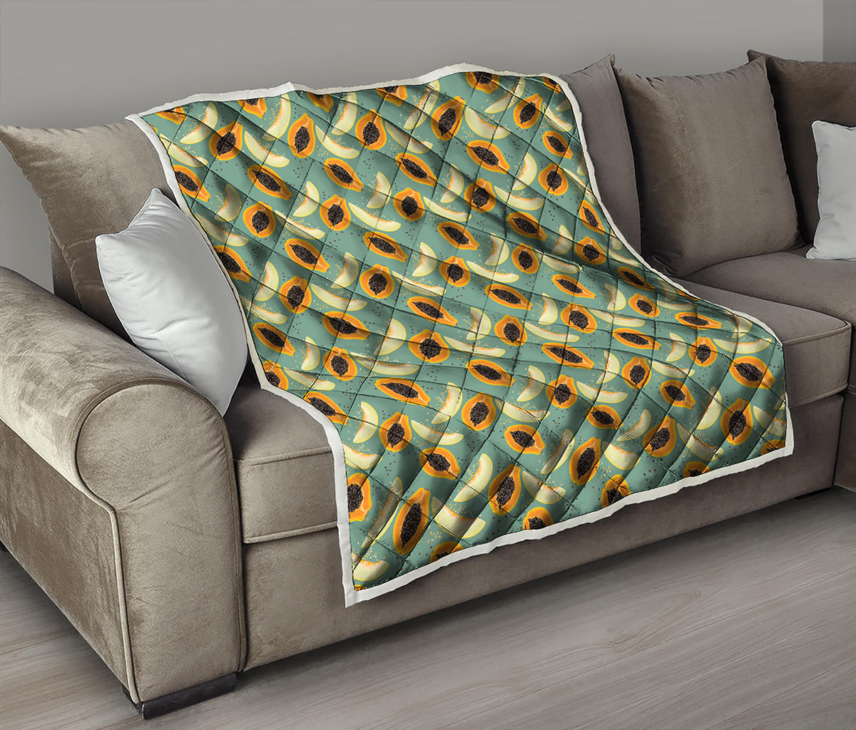 Papaya And Melon Pattern Print Quilt