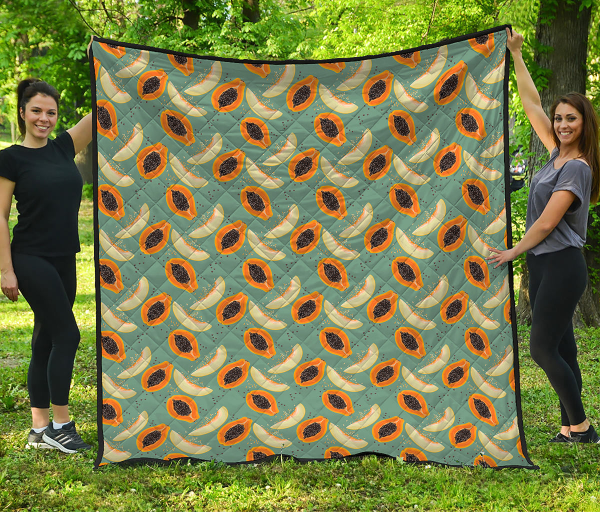 Papaya And Melon Pattern Print Quilt