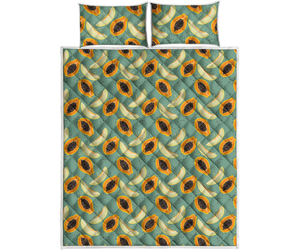 Papaya And Melon Pattern Print Quilt Bed Set