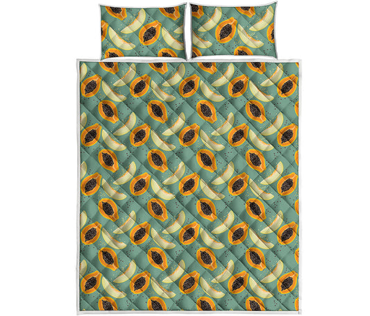 Papaya And Melon Pattern Print Quilt Bed Set