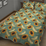 Papaya And Melon Pattern Print Quilt Bed Set