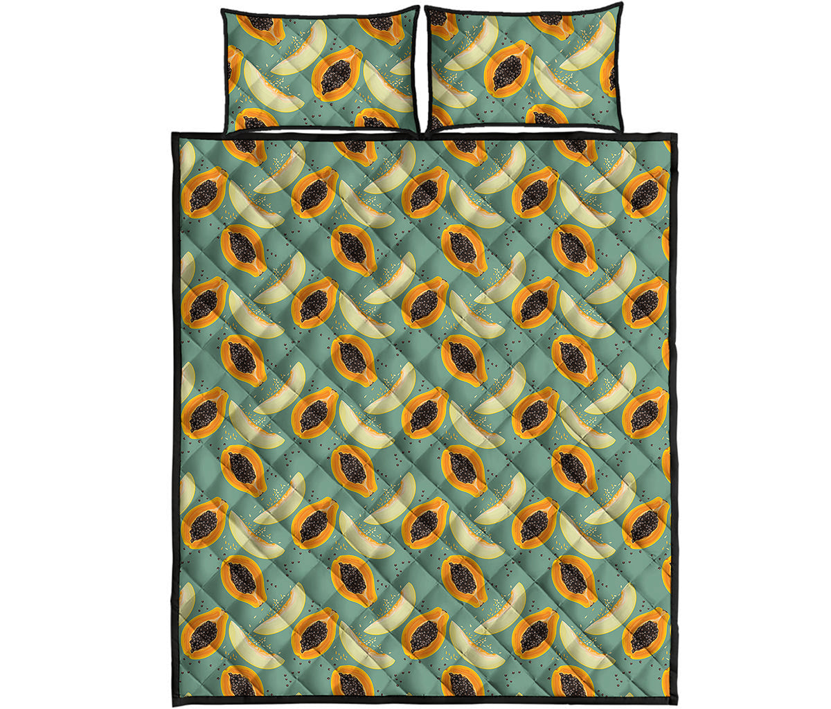 Papaya And Melon Pattern Print Quilt Bed Set