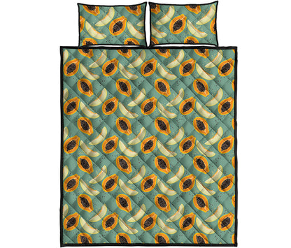 Papaya And Melon Pattern Print Quilt Bed Set