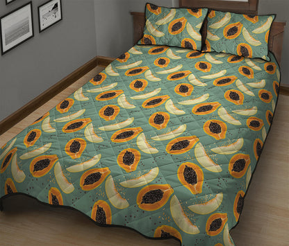 Papaya And Melon Pattern Print Quilt Bed Set