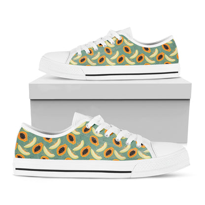 Papaya And Melon Pattern Print White Low Top Shoes