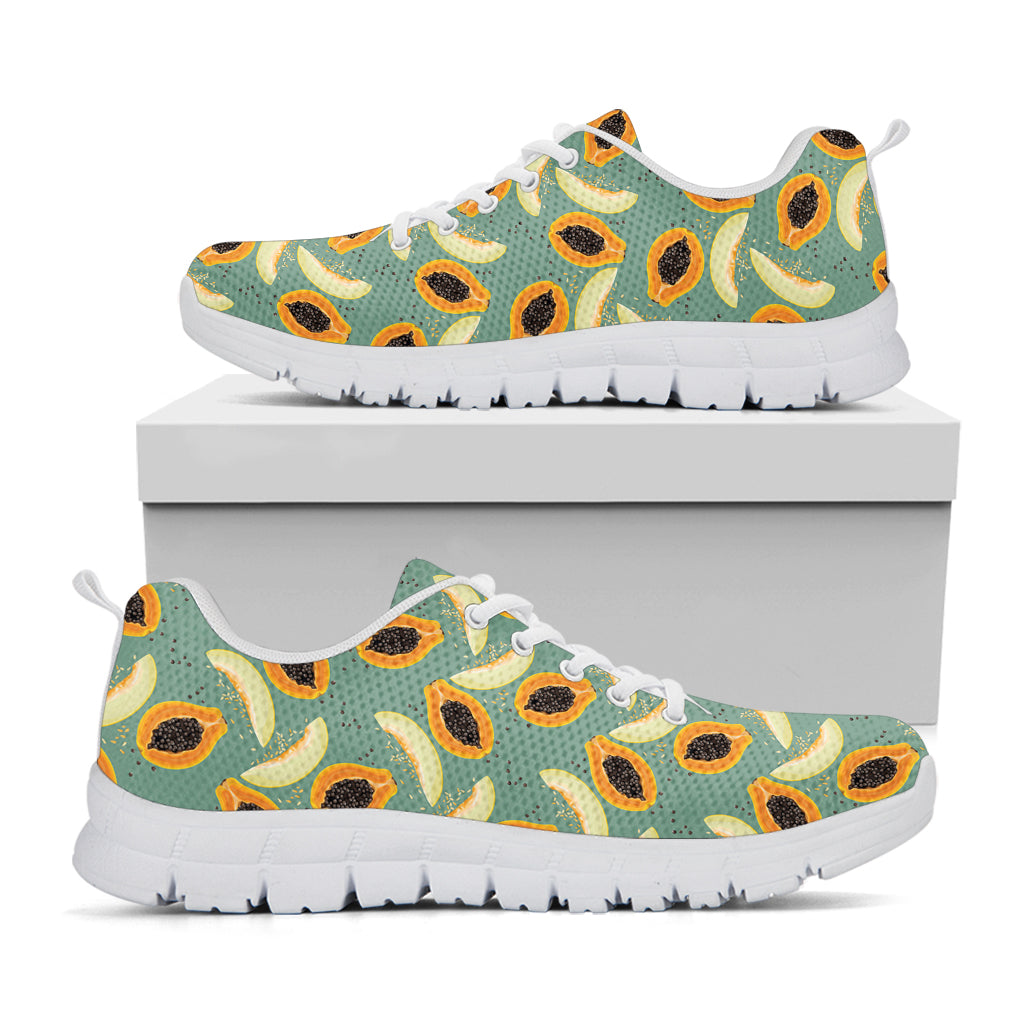 Papaya And Melon Pattern Print White Sneakers