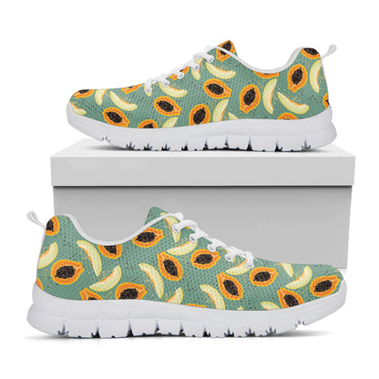 Papaya And Melon Pattern Print White Sneakers