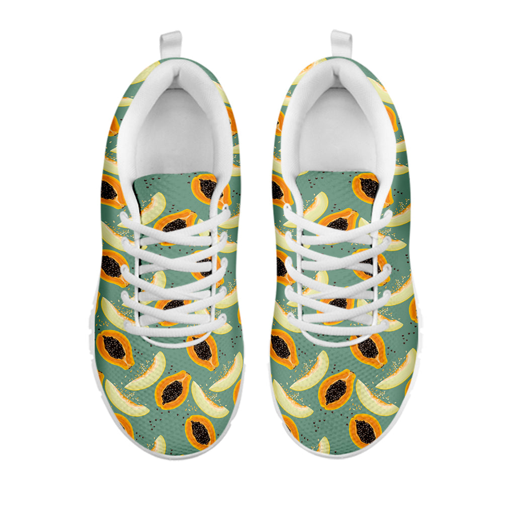 Papaya And Melon Pattern Print White Sneakers