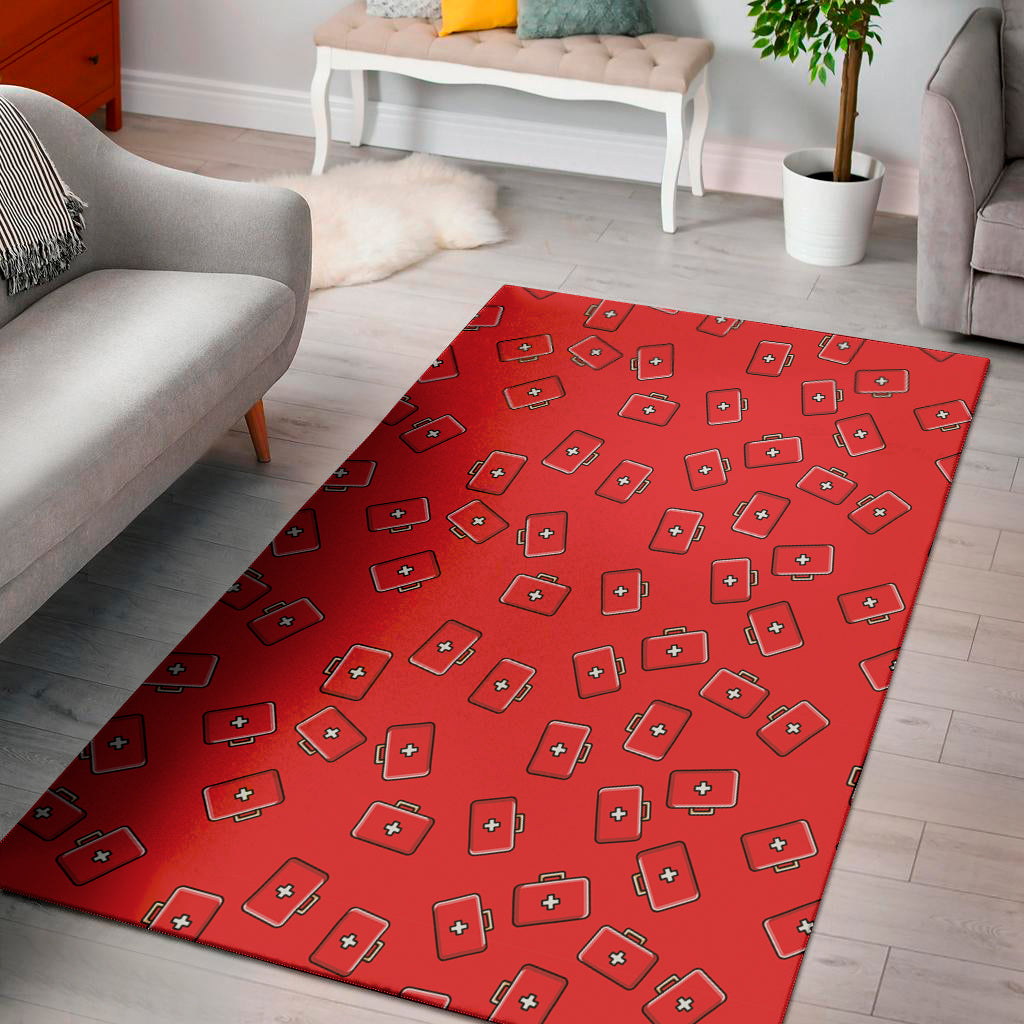 Paramedic First Aid Kit Pattern Print Area Rug