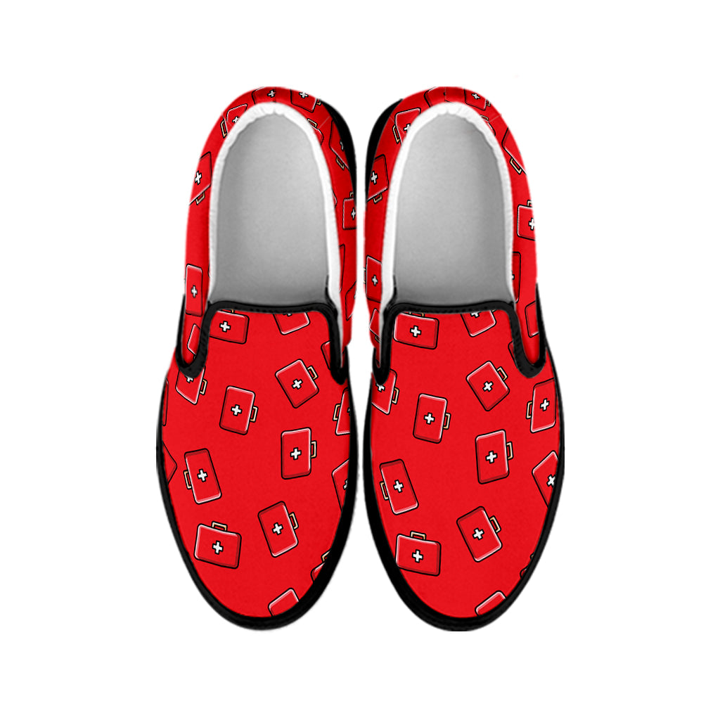 Paramedic First Aid Kit Pattern Print Black Slip On Shoes