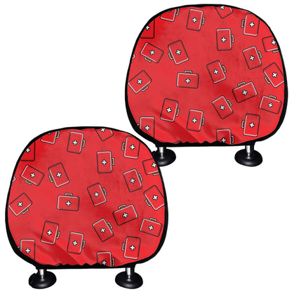 Paramedic First Aid Kit Pattern Print Car Headrest Covers