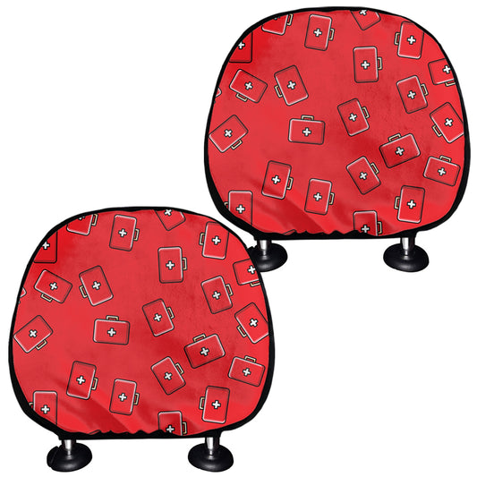 Paramedic First Aid Kit Pattern Print Car Headrest Covers