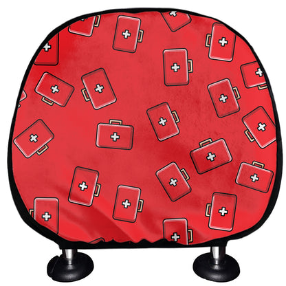 Paramedic First Aid Kit Pattern Print Car Headrest Covers