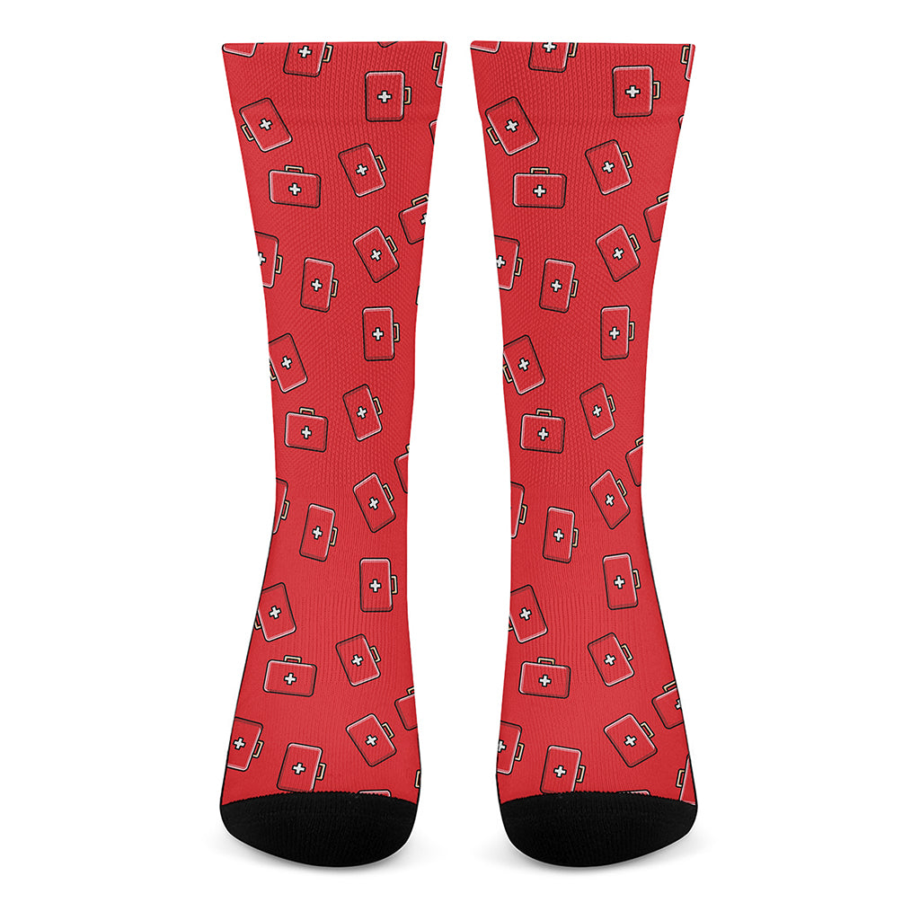 Paramedic First Aid Kit Pattern Print Crew Socks