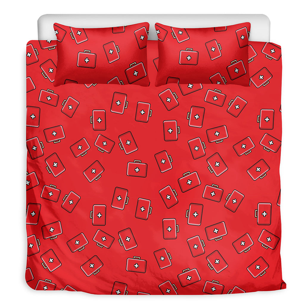 Paramedic First Aid Kit Pattern Print Duvet Cover Bedding Set