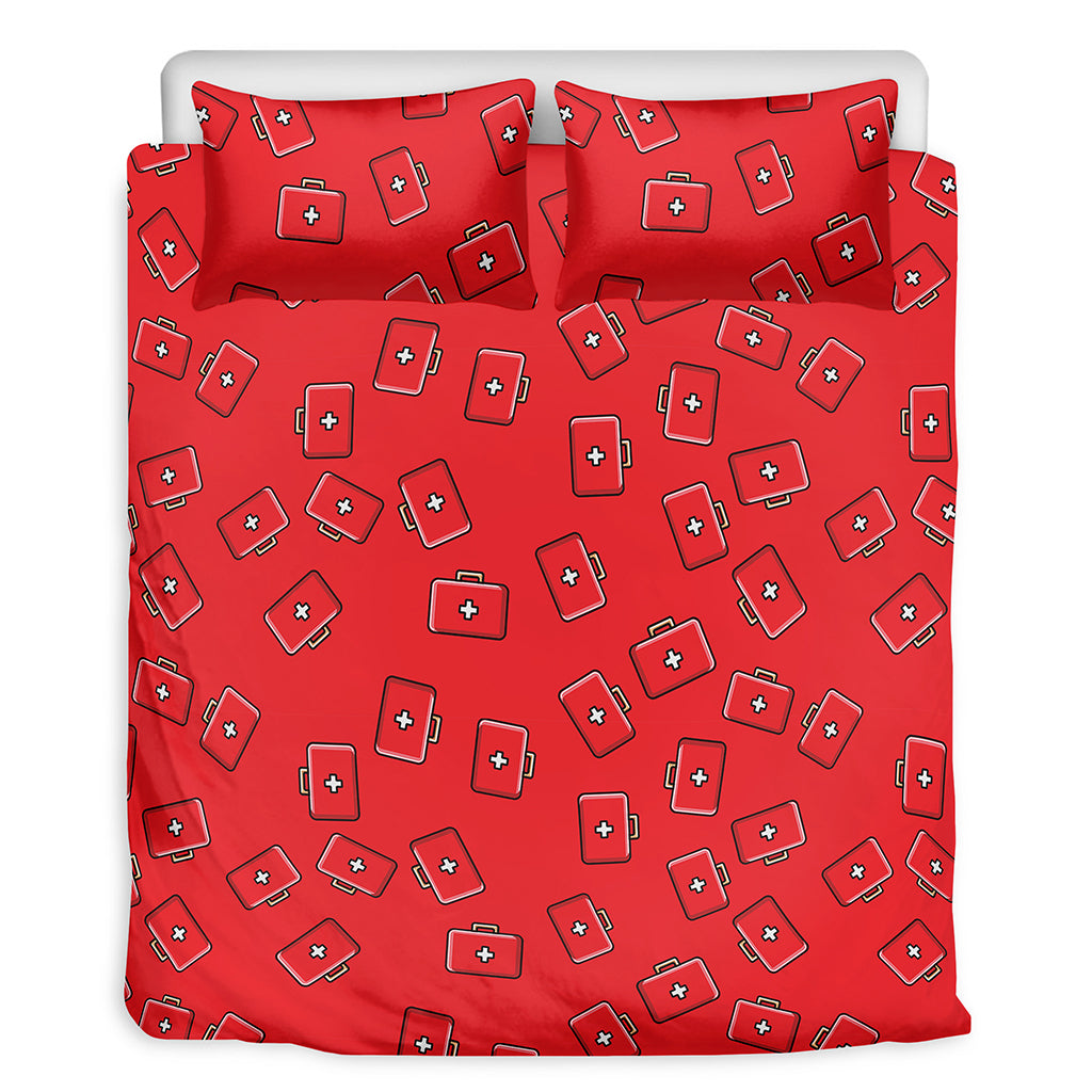 Paramedic First Aid Kit Pattern Print Duvet Cover Bedding Set