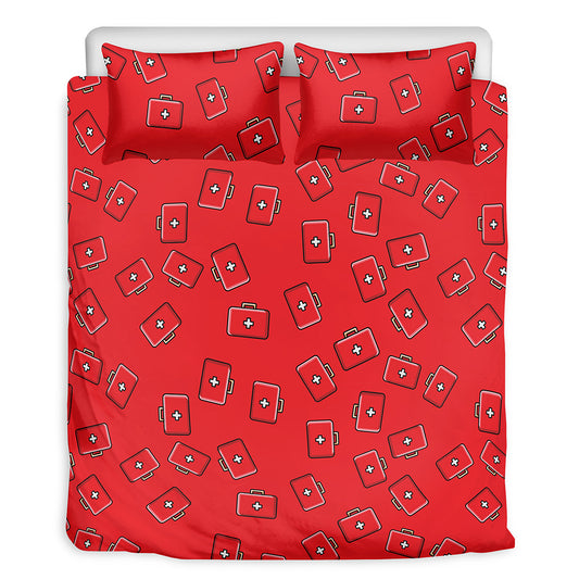 Paramedic First Aid Kit Pattern Print Duvet Cover Bedding Set