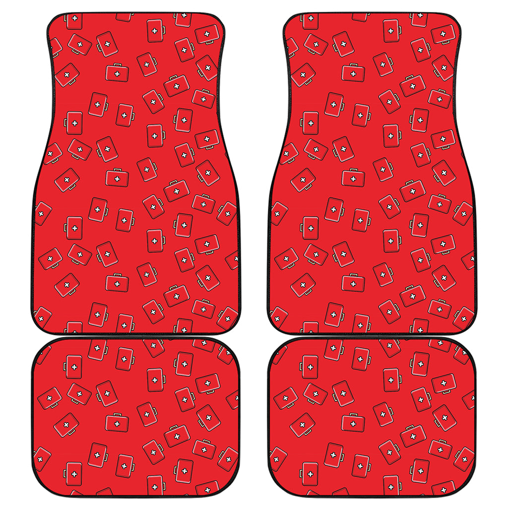 Paramedic First Aid Kit Pattern Print Front and Back Car Floor Mats
