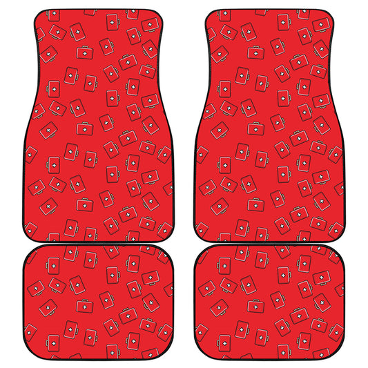 Paramedic First Aid Kit Pattern Print Front and Back Car Floor Mats