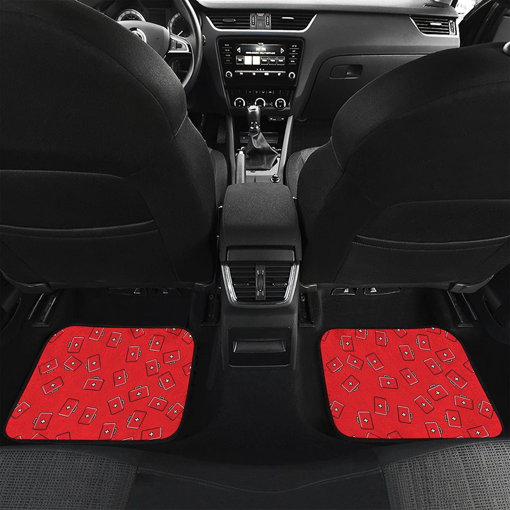 Paramedic First Aid Kit Pattern Print Front and Back Car Floor Mats