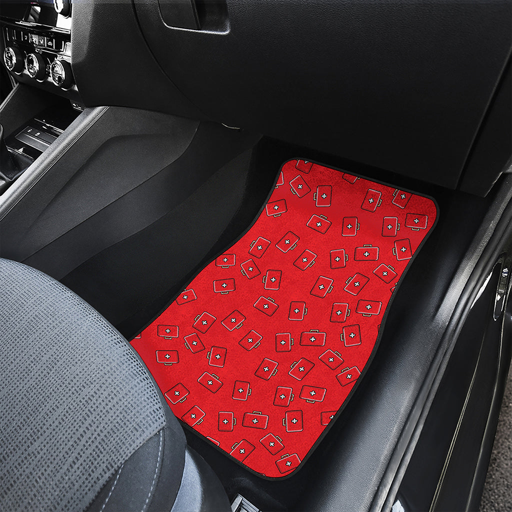 Paramedic First Aid Kit Pattern Print Front and Back Car Floor Mats