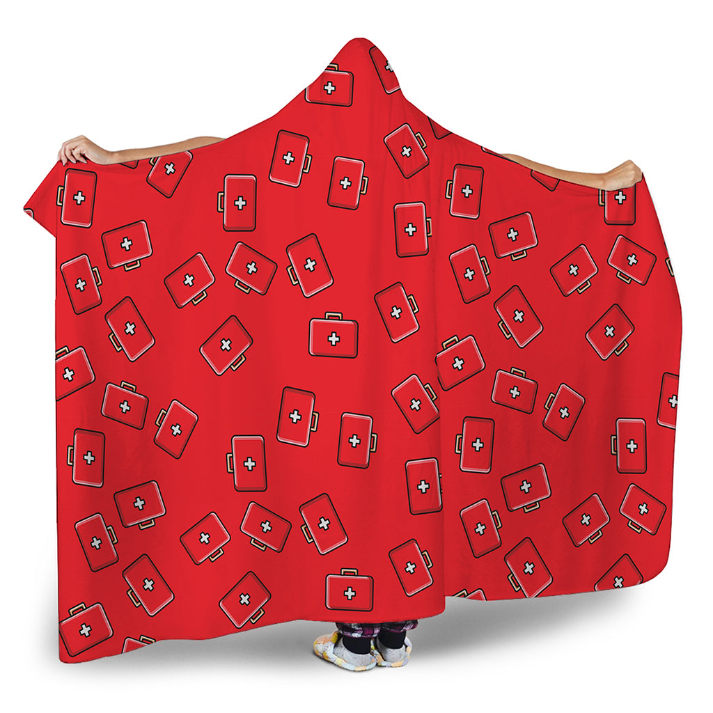 Paramedic First Aid Kit Pattern Print Hooded Blanket
