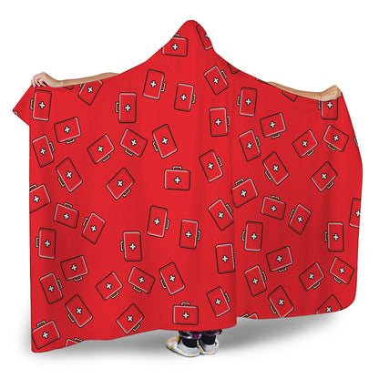 Paramedic First Aid Kit Pattern Print Hooded Blanket
