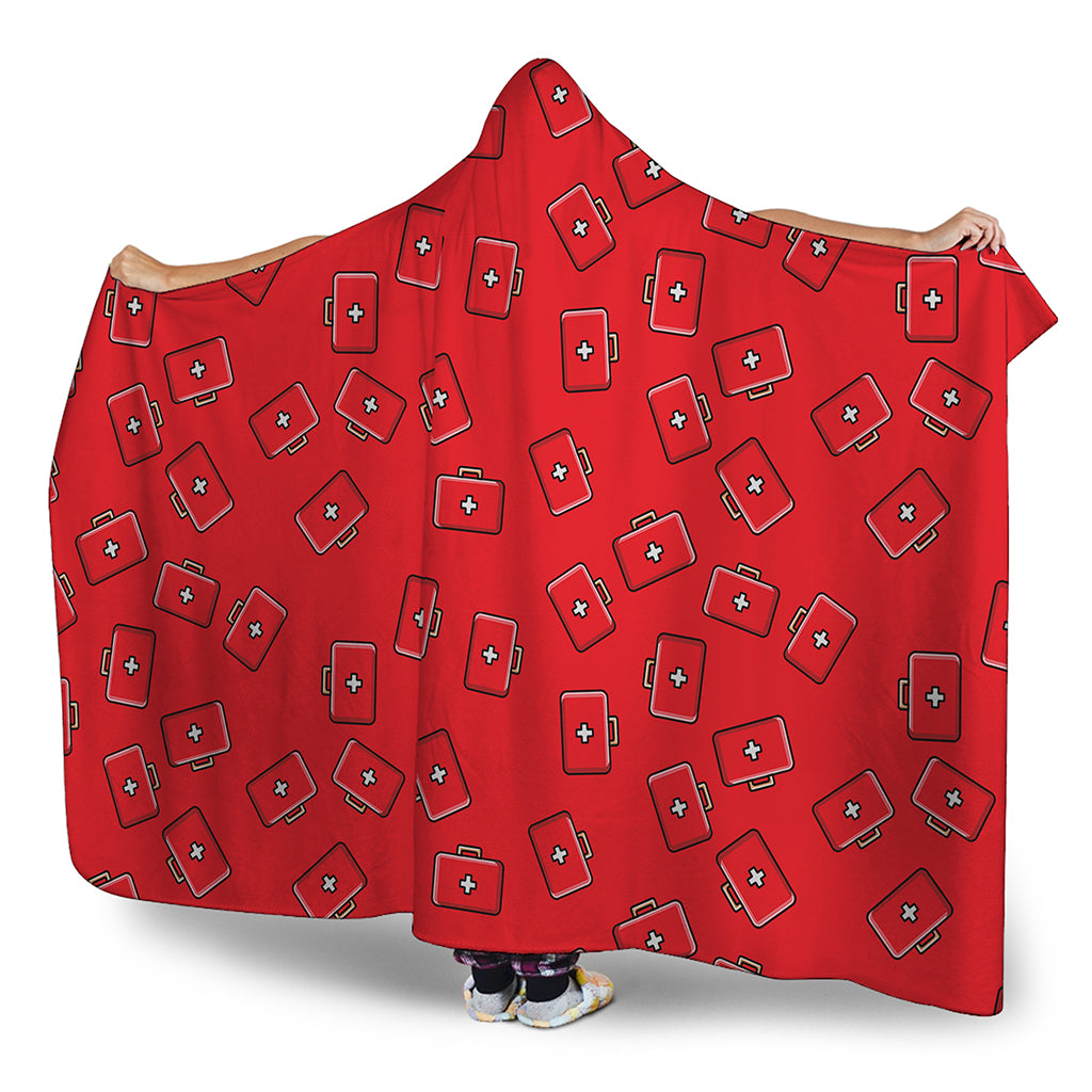 Paramedic First Aid Kit Pattern Print Hooded Blanket