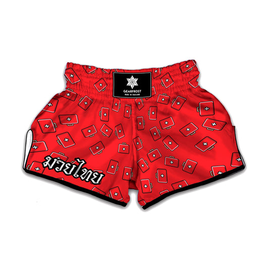 Paramedic First Aid Kit Pattern Print Muay Thai Boxing Shorts