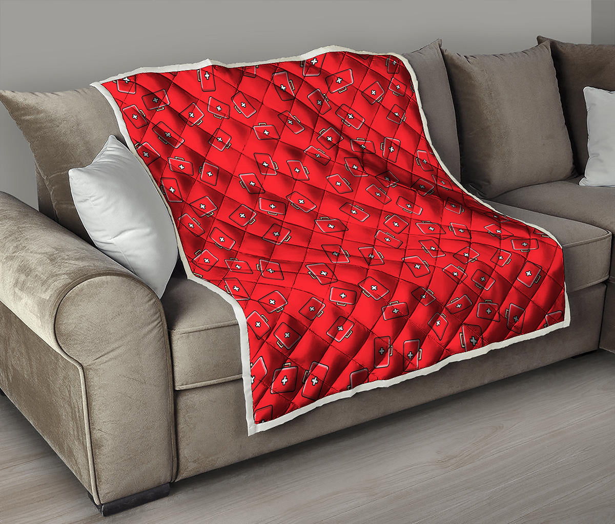 Paramedic First Aid Kit Pattern Print Quilt