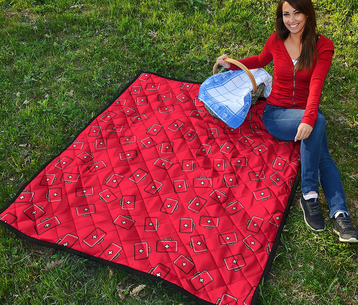 Paramedic First Aid Kit Pattern Print Quilt