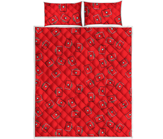 Paramedic First Aid Kit Pattern Print Quilt Bed Set