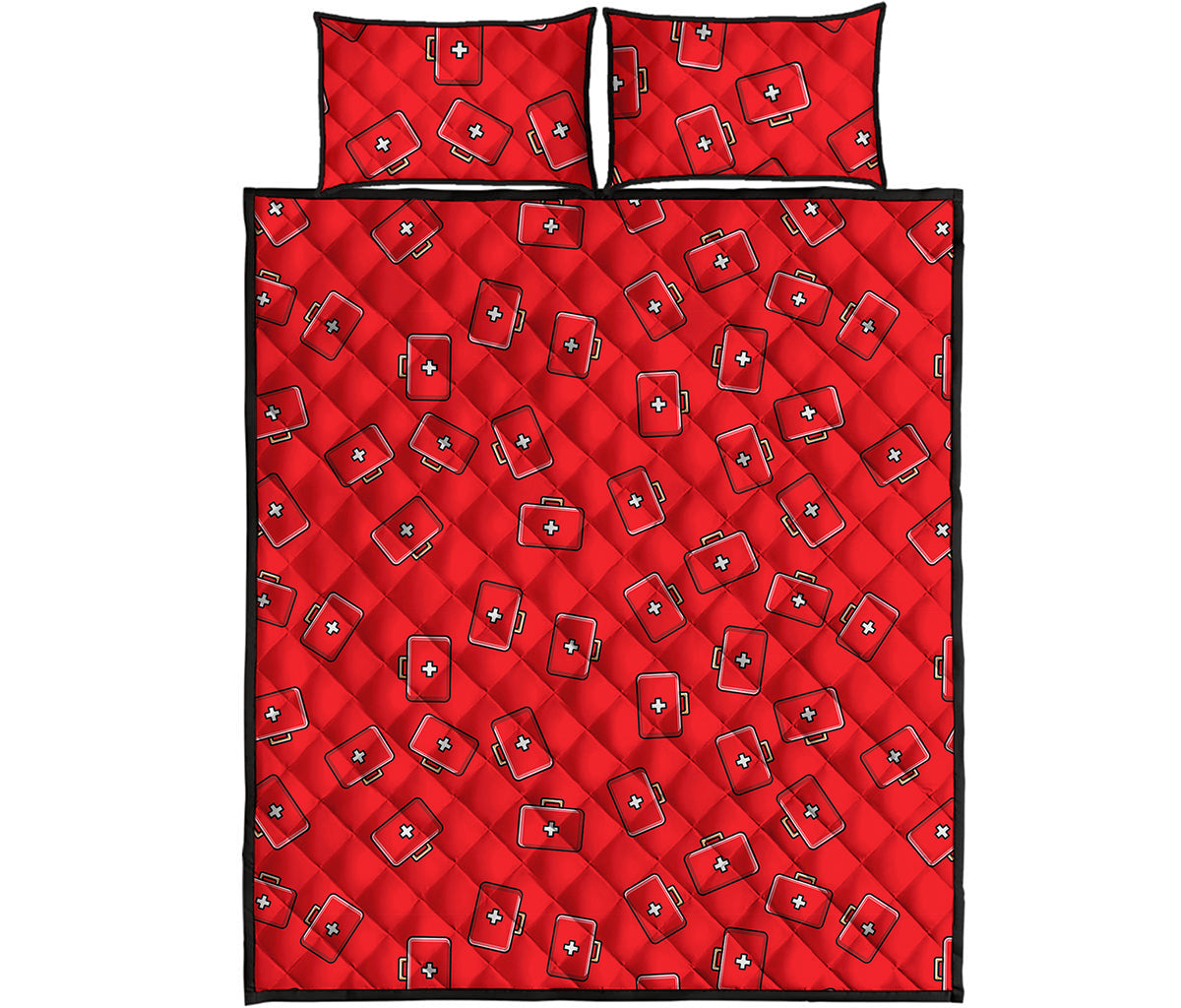 Paramedic First Aid Kit Pattern Print Quilt Bed Set