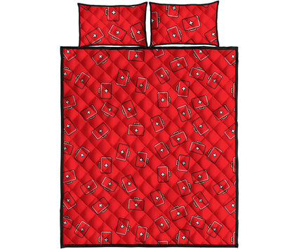 Paramedic First Aid Kit Pattern Print Quilt Bed Set