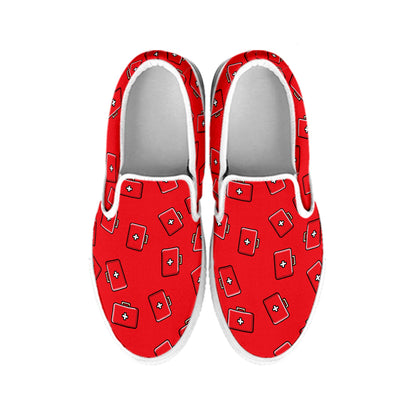 Paramedic First Aid Kit Pattern Print White Slip On Shoes