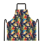 Parrot And Flower Pattern Print Apron