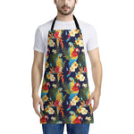 Parrot And Flower Pattern Print Apron