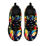 Parrot And Flower Pattern Print Black Sneakers