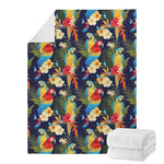 Parrot And Flower Pattern Print Blanket