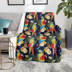 Parrot And Flower Pattern Print Blanket