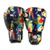 Parrot And Flower Pattern Print Boxing Gloves