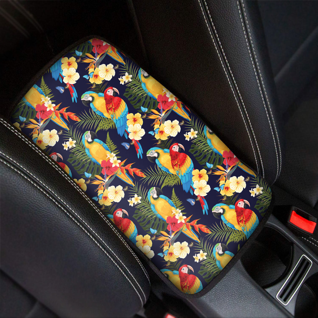 Parrot And Flower Pattern Print Car Center Console Cover