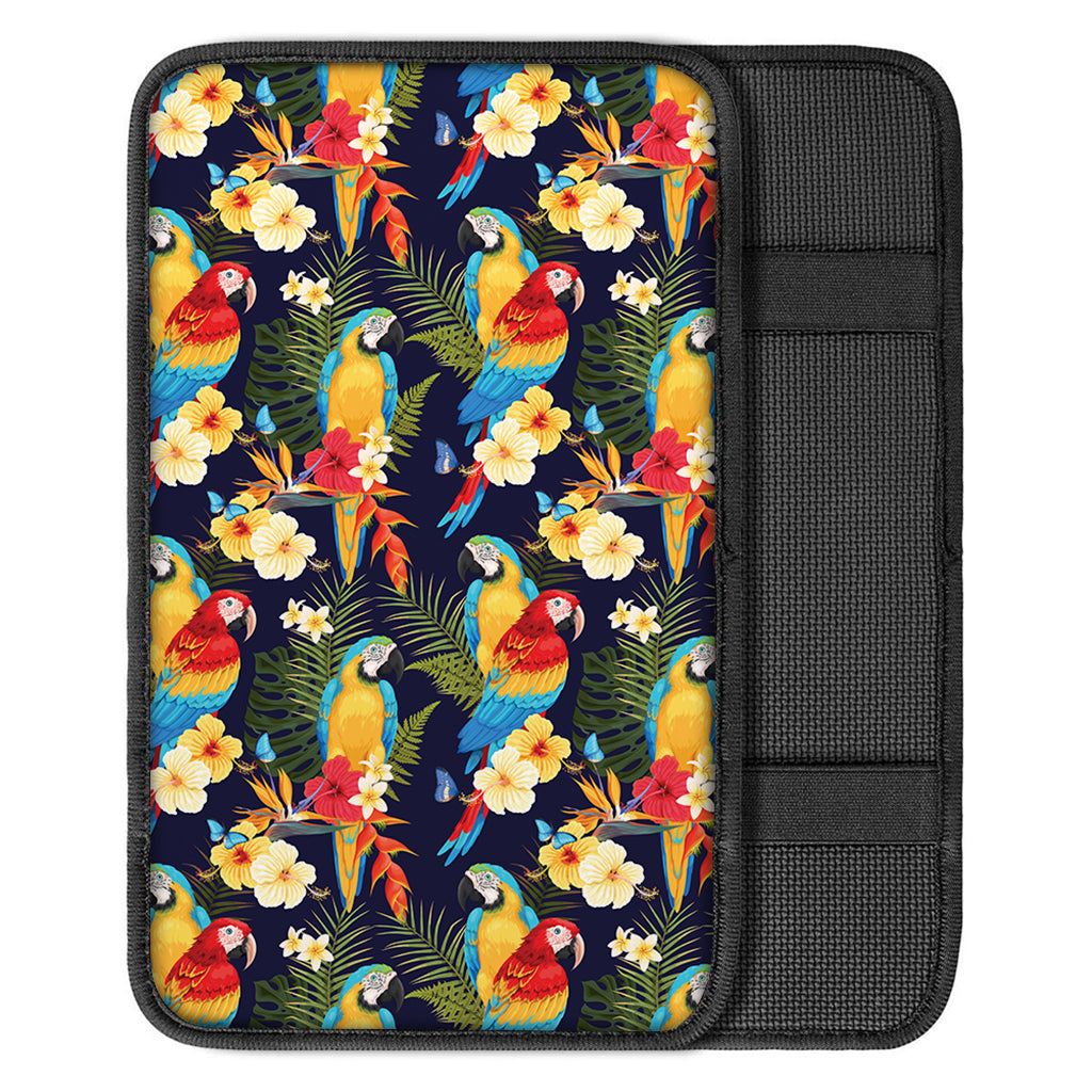 Parrot And Flower Pattern Print Car Center Console Cover