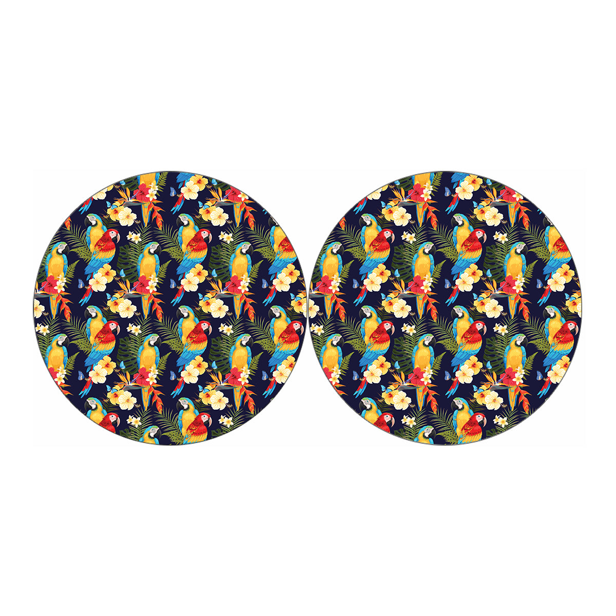 Parrot And Flower Pattern Print Car Coasters