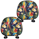 Parrot And Flower Pattern Print Car Headrest Covers